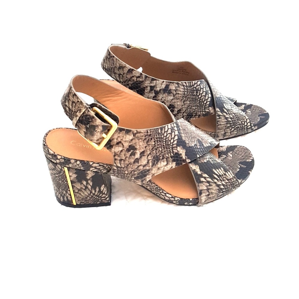Calvin Klein Platinum low heeled sandels
